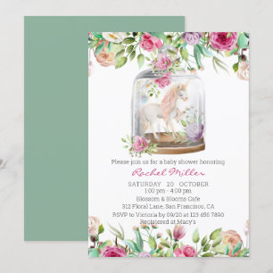 Elegant Watercolor Unicorn Chic Floral Baby Shower Invitation