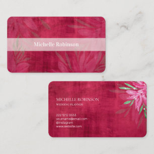 Elegant Watercolor Velvet Viva Magenta Floral Business Card