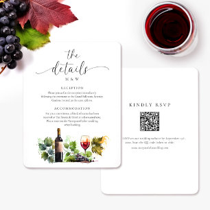 Elegant Watercolor Vineyard Details RSVP QR Code Enclosure Card