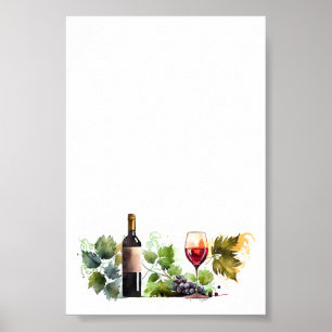 Elegant Watercolor Vineyard Modern Script Poster