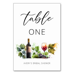 Elegant Watercolor Vineyard Table Number