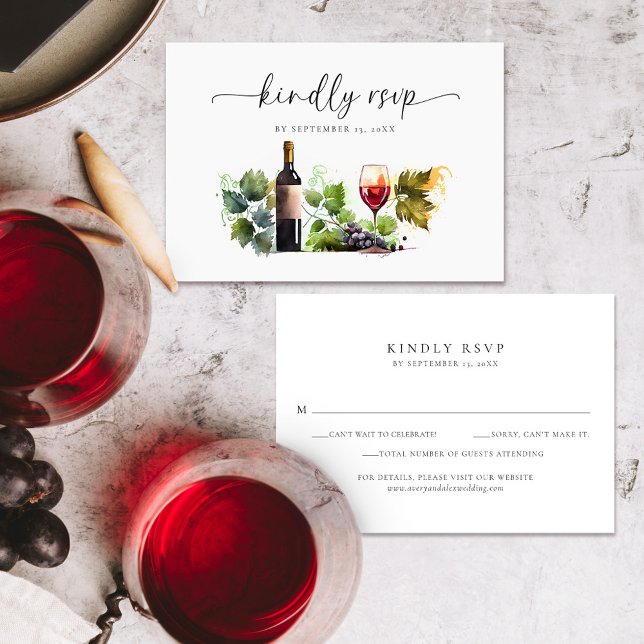 Elegant Watercolor Vineyard Wedding RSVP Card (Creator Uploaded)