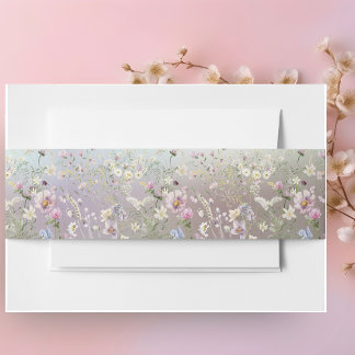 Elegant Watercolor Vintage Floral Invitation Belly Band