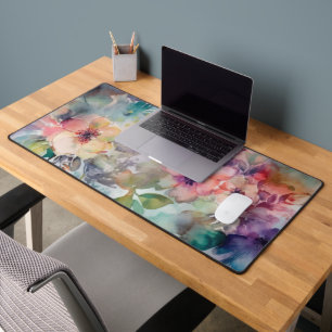 Elegant Watercolor Vintage Floral Pattern Desk Mat