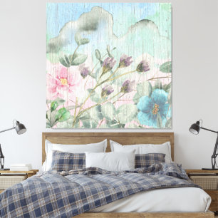 Elegant Watercolor Vintage Wildflowers Canvas Print
