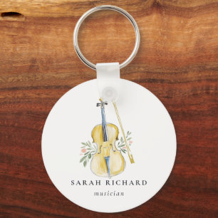 Elegant Watercolor Violin Musician Music Teacher Keychain
