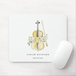 Elegant Watercolor Violin Musician Music Teacher Mouse Pad