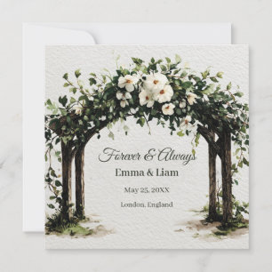 Elegant Watercolor Wedding Arch with White Flowers Invitation