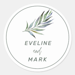 Elegant Watercolor Wedding Classic Round Sticker