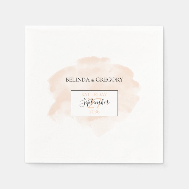 Elegant Watercolor Wedding  Napkin (Front)