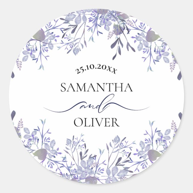 Elegant Watercolor Wedding Sticker (Front)