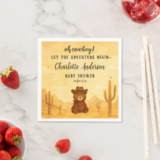 Elegant Watercolor Western Cowboy Boy Baby Shower Napkin