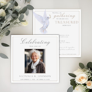 Elegant Watercolor White Dove Celebration of Life Invitation