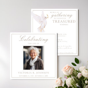 Elegant Watercolor White Dove Celebration of Life Invitation