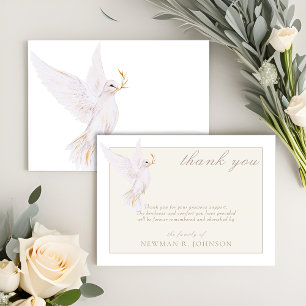 Elegant Watercolor White Dove Memorial Thank You Card
