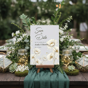 Elegant Watercolor White Floral Wedding Save The Date