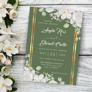 Elegant Watercolor White Florals Wedding  Save The Date