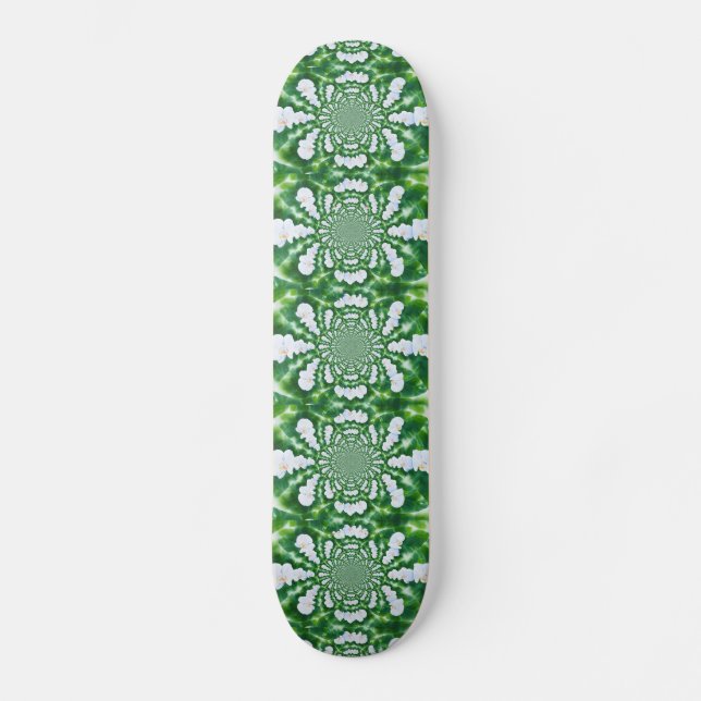 Elegant watercolor White Orchid Mandala Skateboard (Front)