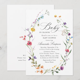 Elegant Watercolor Wild Flowers Baby Shower Invitation