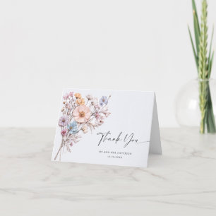 Elegant Watercolor Wild Flowers Botanical Wedding Thank You Card