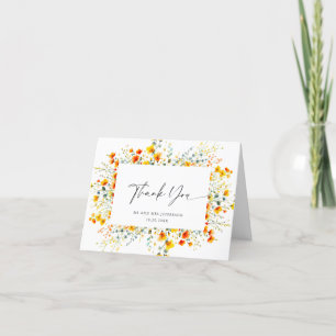 Elegant Watercolor Wild Flowers Botanical Wedding Thank You Card