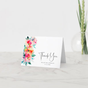 Elegant Watercolor Wild Flowers Botanical Wedding Thank You Card