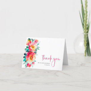 Elegant Watercolor Wild Flowers Botanical Wedding Thank You Card