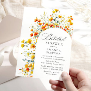 Elegant Watercolor Wild Flowers Bridal Shower Invitation