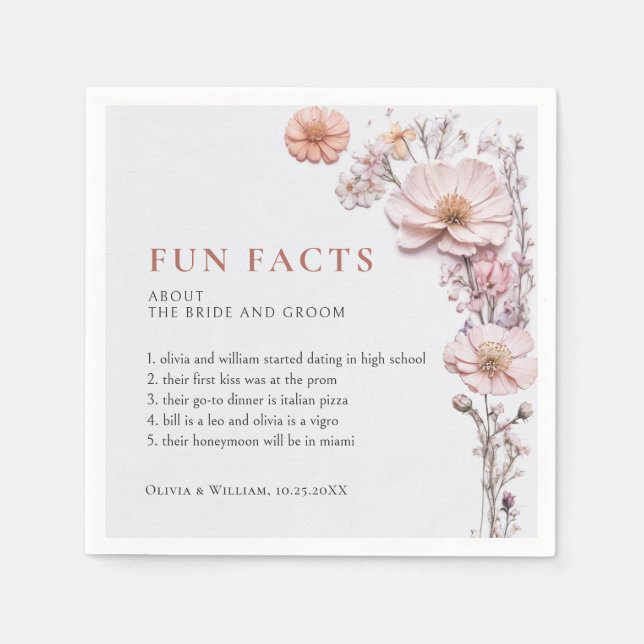 Elegant Watercolor Wild Flowers Floral Wedding Napkin (Front)