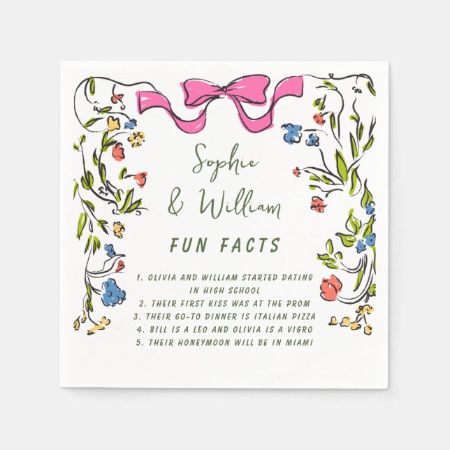 Elegant Watercolor Wild Flowers Floral Wedding Napkin (Front)