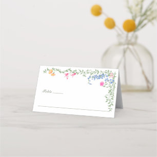 Elegant Watercolor Wild Flowers Floral Wedding Place Card