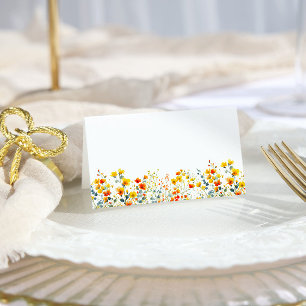 Elegant Watercolor Wild Flowers Floral Wedding Place Card