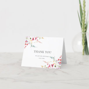 Elegant Watercolor Wild Flowers Floral Wedding Thank You Card