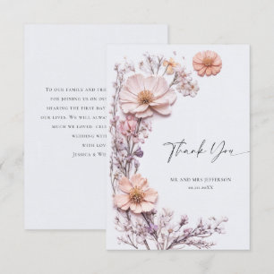 Elegant Watercolor Wild Flowers Floral Wedding Thank You Card