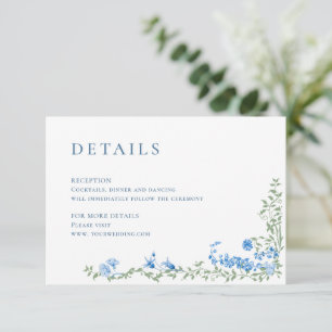 Elegant Watercolor Wild Flowers Wedding Details Enclosure Card