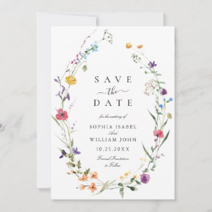 Elegant Watercolor Wild Flowers Wedding Save The Date