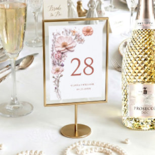 Elegant Watercolor Wild Flowers Wedding Table Number