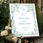 Elegant Watercolor Wild Flowers WELCOME Wedding Acrylic Sign<br><div class="desc">Elegant Blue French Garden Floral Wedding Welcome Acrylic Sign.</div>