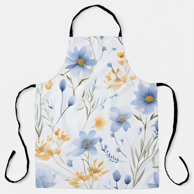 Elegant Watercolor Wildflower Apron (Front)
