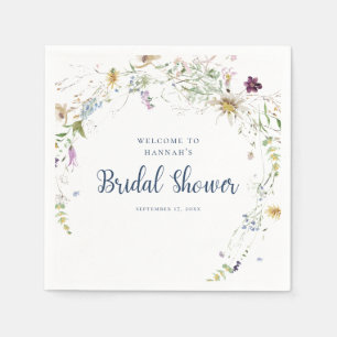 Elegant Watercolor Wildflower Bridal Shower Napkin