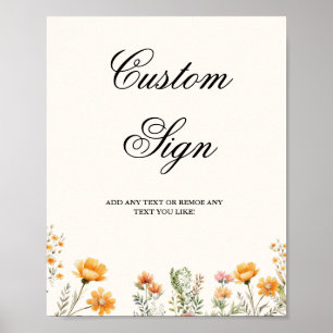Elegant Watercolor Wildflower bridal shower Sign