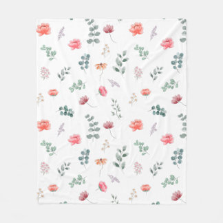 Elegant watercolor wildflower fleece blanket
