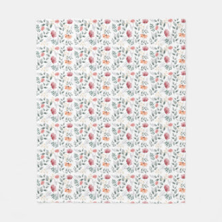 Elegant watercolor wildflower fleece blanket