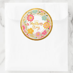 Elegant Watercolor Wildflower Floral Mother’s Day Classic Round Sticker