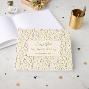 Elegant Watercolor Wildflower Floral Wedding Guest Book