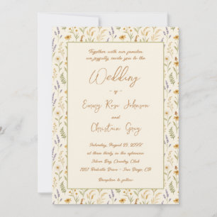 Elegant Watercolor Wildflower Floral Wedding Invitation