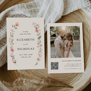 Elegant Watercolor Wildflower Garden Wedding Save The Date