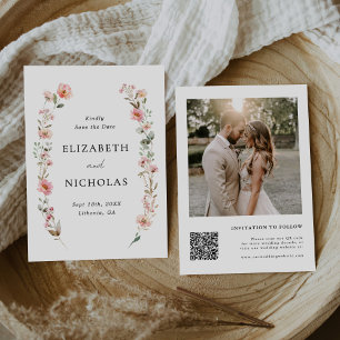 Elegant Watercolor Wildflower Garden Wedding Save The Date