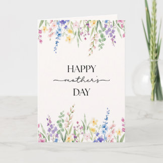 Elegant Watercolor Wildflower Happy Mother's Day Card