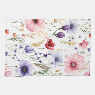 Elegant Watercolor Wildflower Kitchen Towel